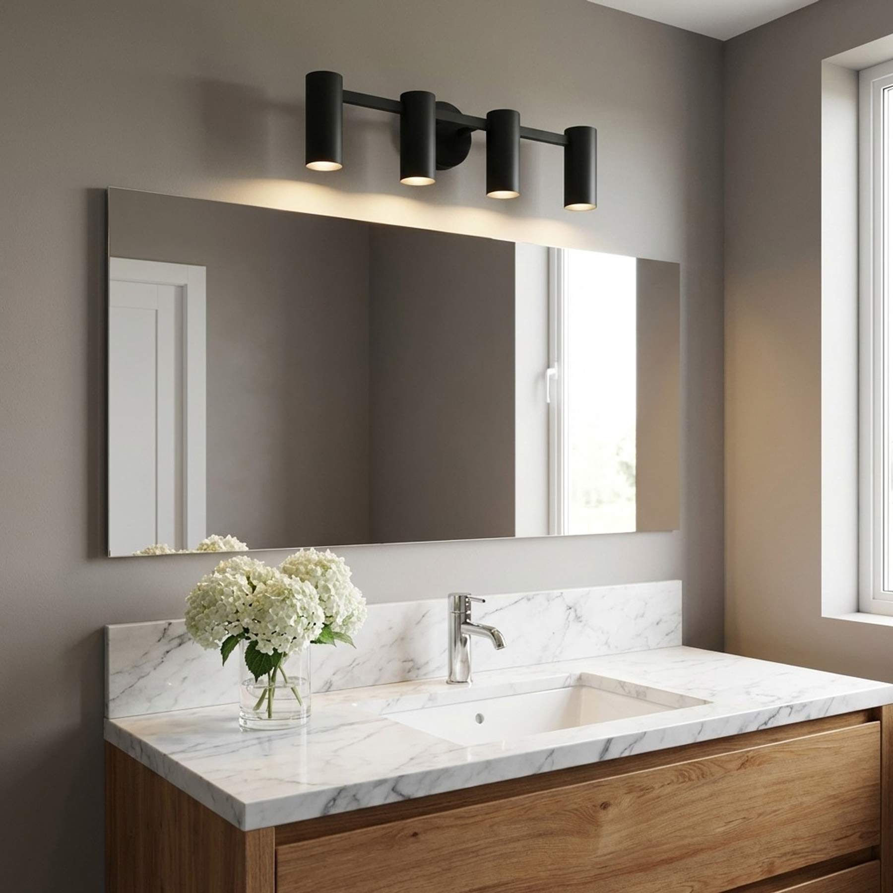 Zentro Bath Vanity Light in bathroom.