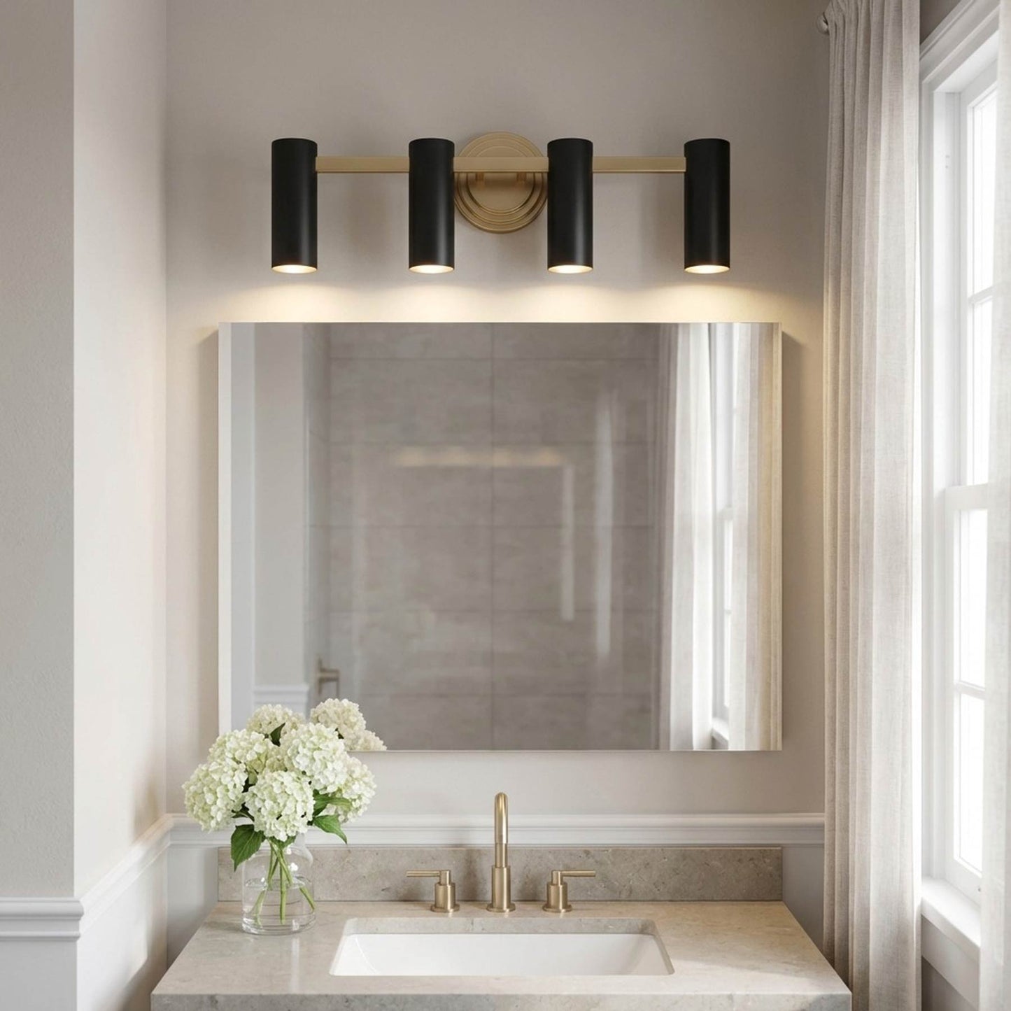 Zentro Bath Vanity Light in bathroom.