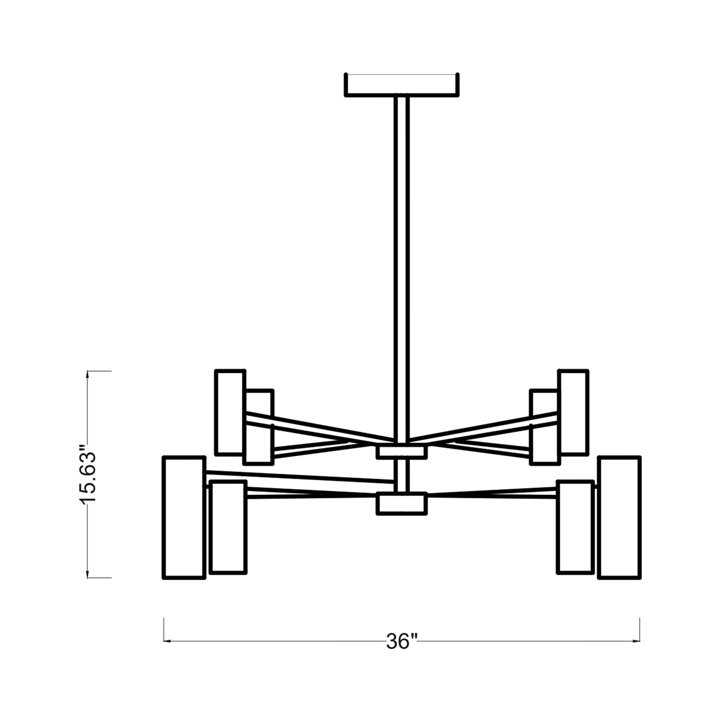 Zentro Chandelier - line drawing.