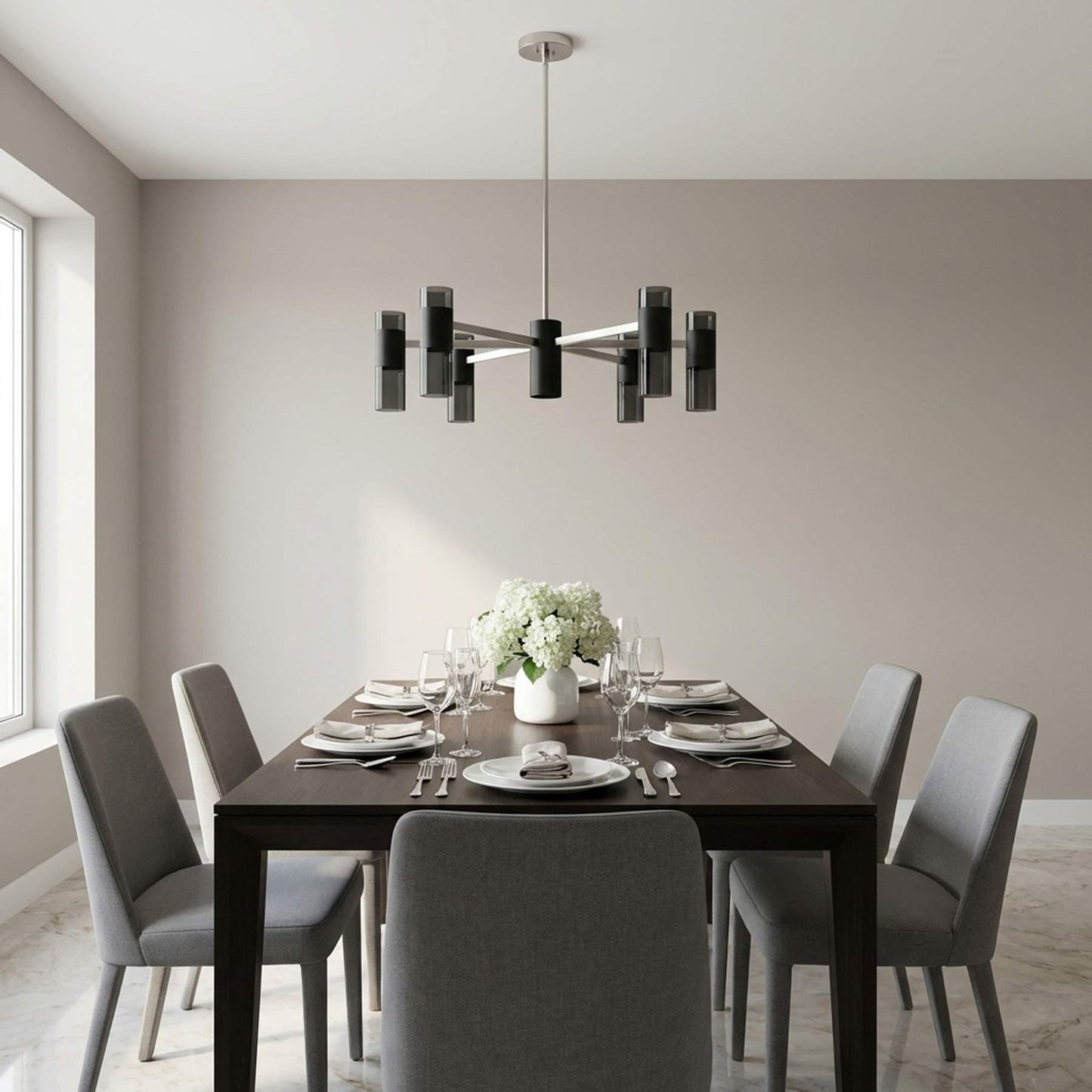 Zentro Chandelier in dining room.