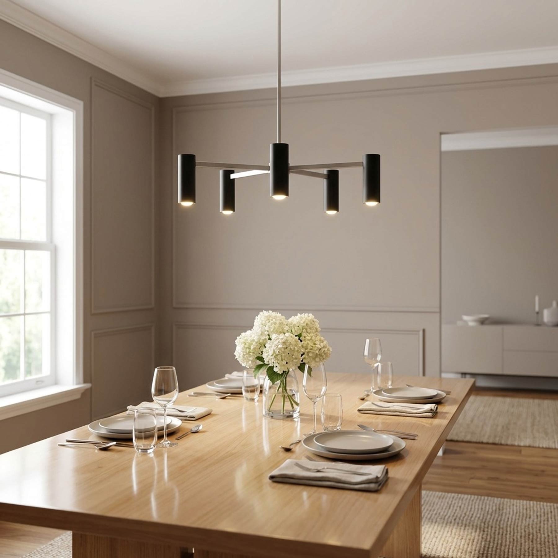 Zentro Chandelier in dining room.
