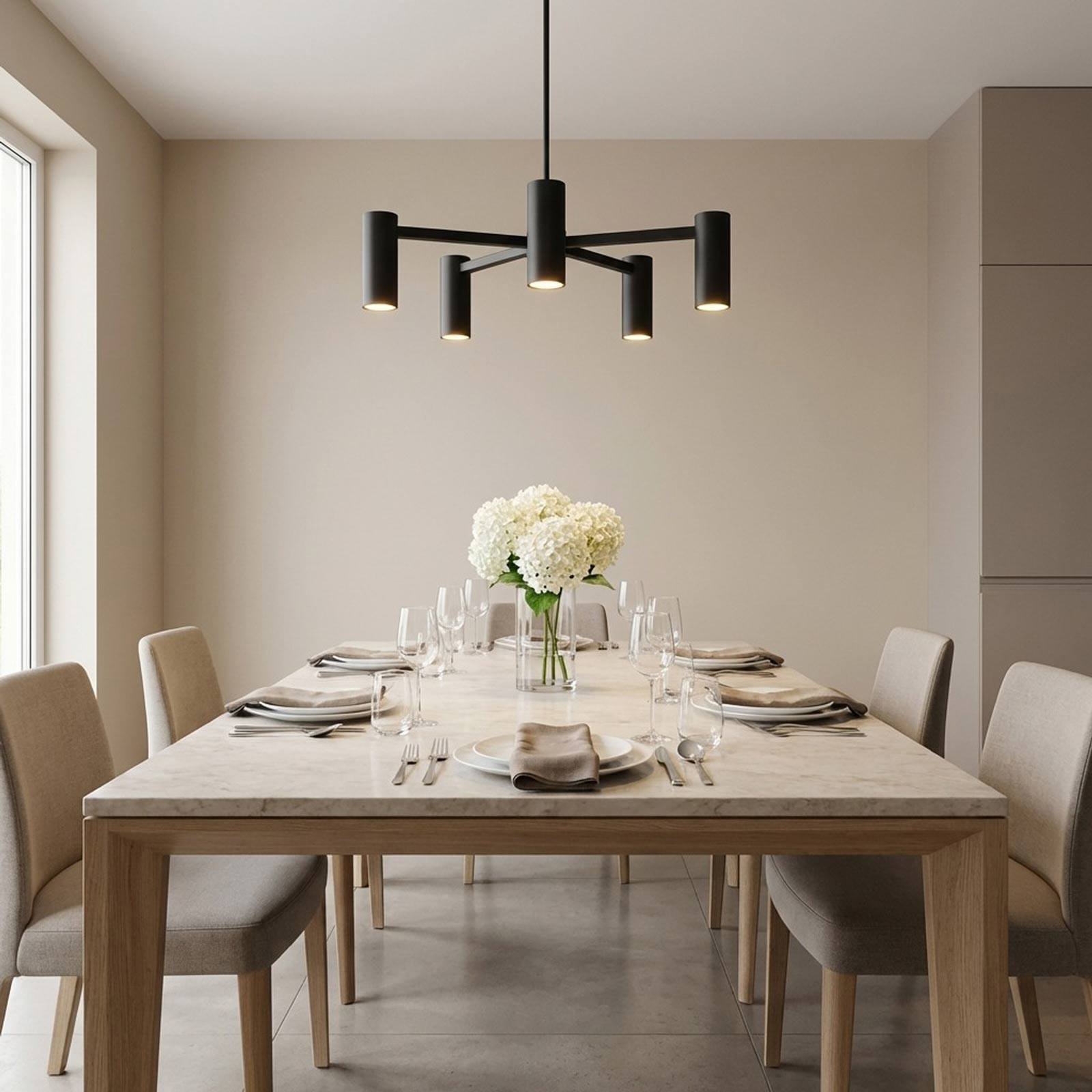 Zentro Chandelier in dining room.