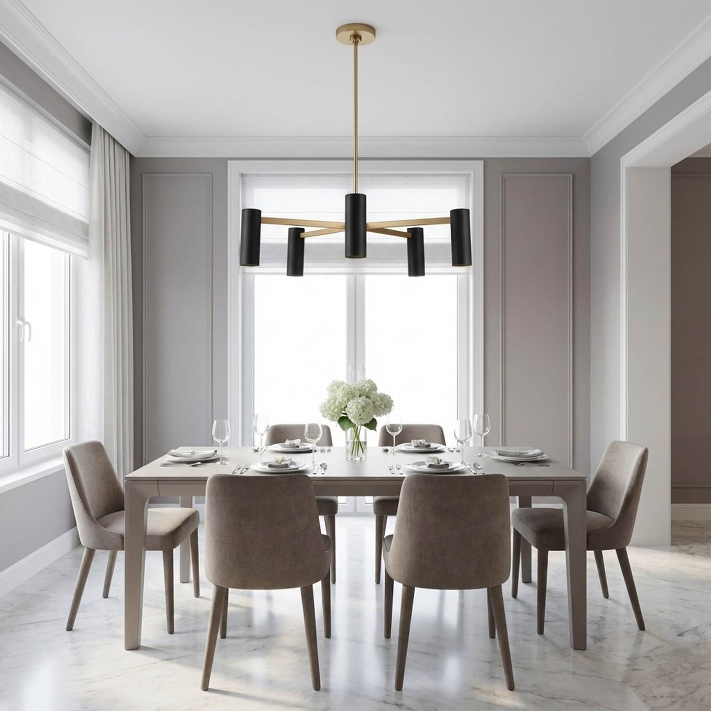Zentro Chandelier in dining room.