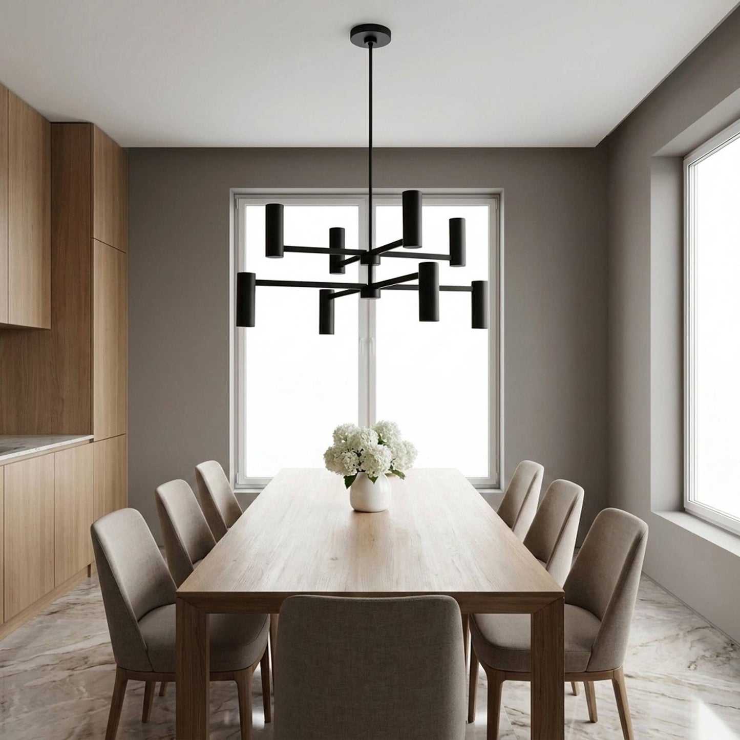 Zentro Chandelier in dining room.
