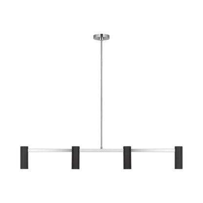 Zentro Linear Chandelier in Brushed Nickel.