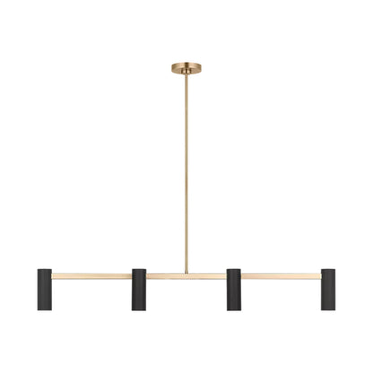 Zentro Linear Chandelier in Satin Brass.