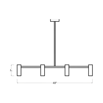 Zentro Linear Chandelier - line drawing.