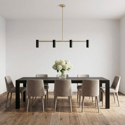 Zentro Linear Chandelier in dining room.