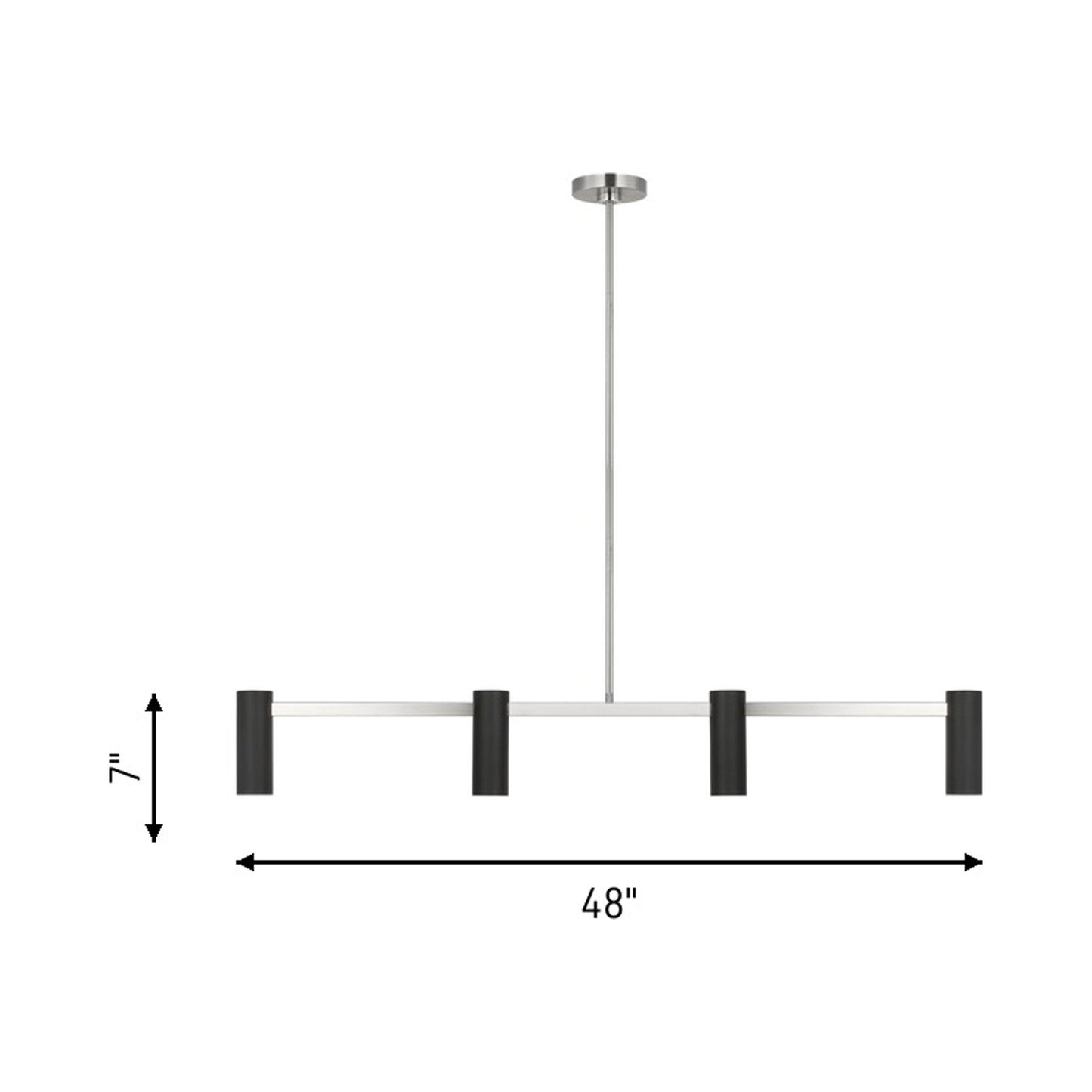 Zentro Linear Chandelier - line drawing.