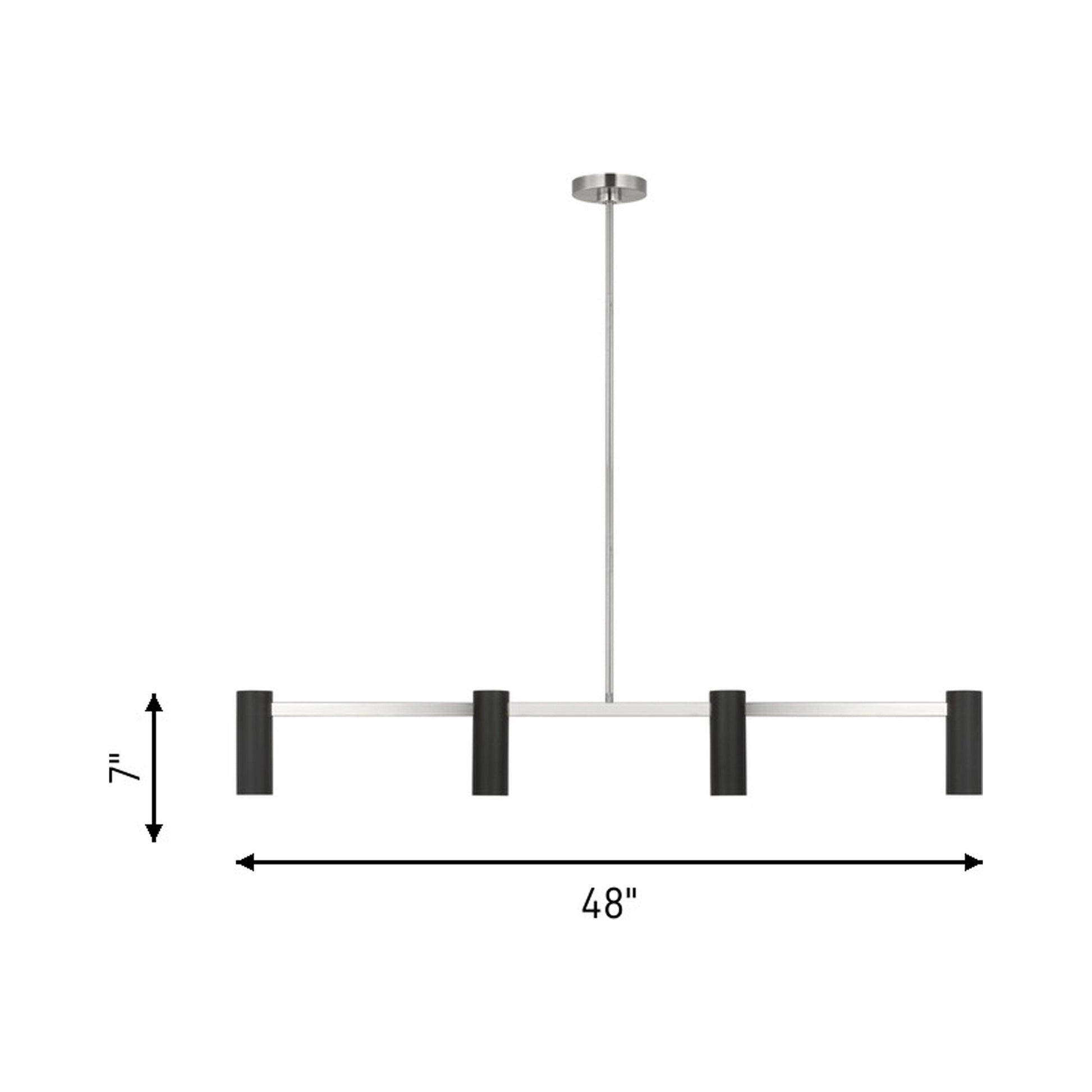 Zentro Linear Chandelier - line drawing.
