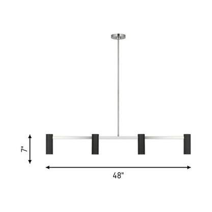 Zentro Linear Chandelier - line drawing.