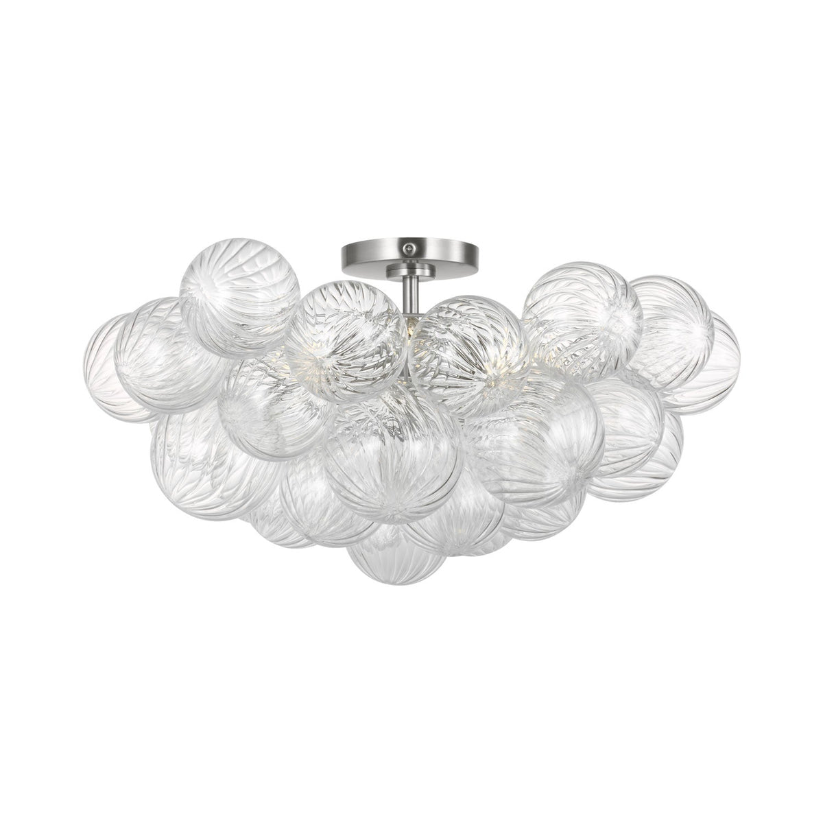 Zia Flush Mount Ceiling Light in Brushed Nickel.