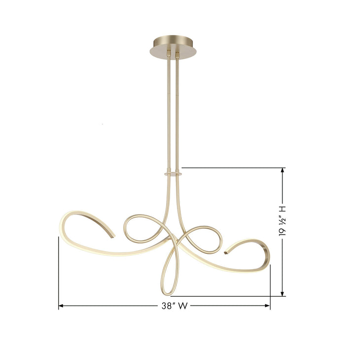 Astor By Robin Baron LED Linear Chandelier - line drawing.