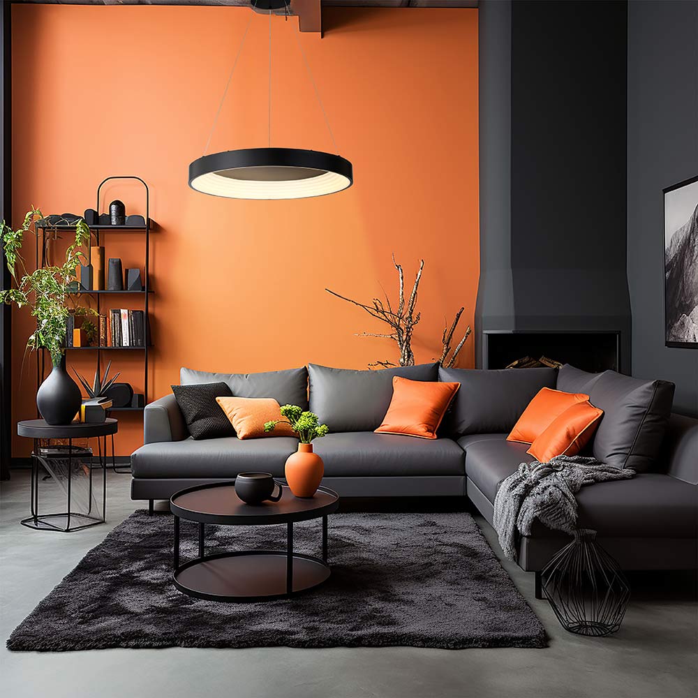 Conc LED Pendant Light in living room.