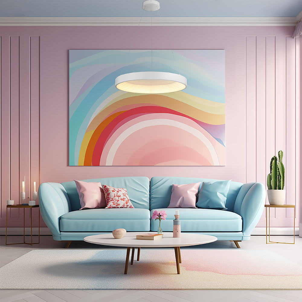 Conc LED Pendant Light in living room.