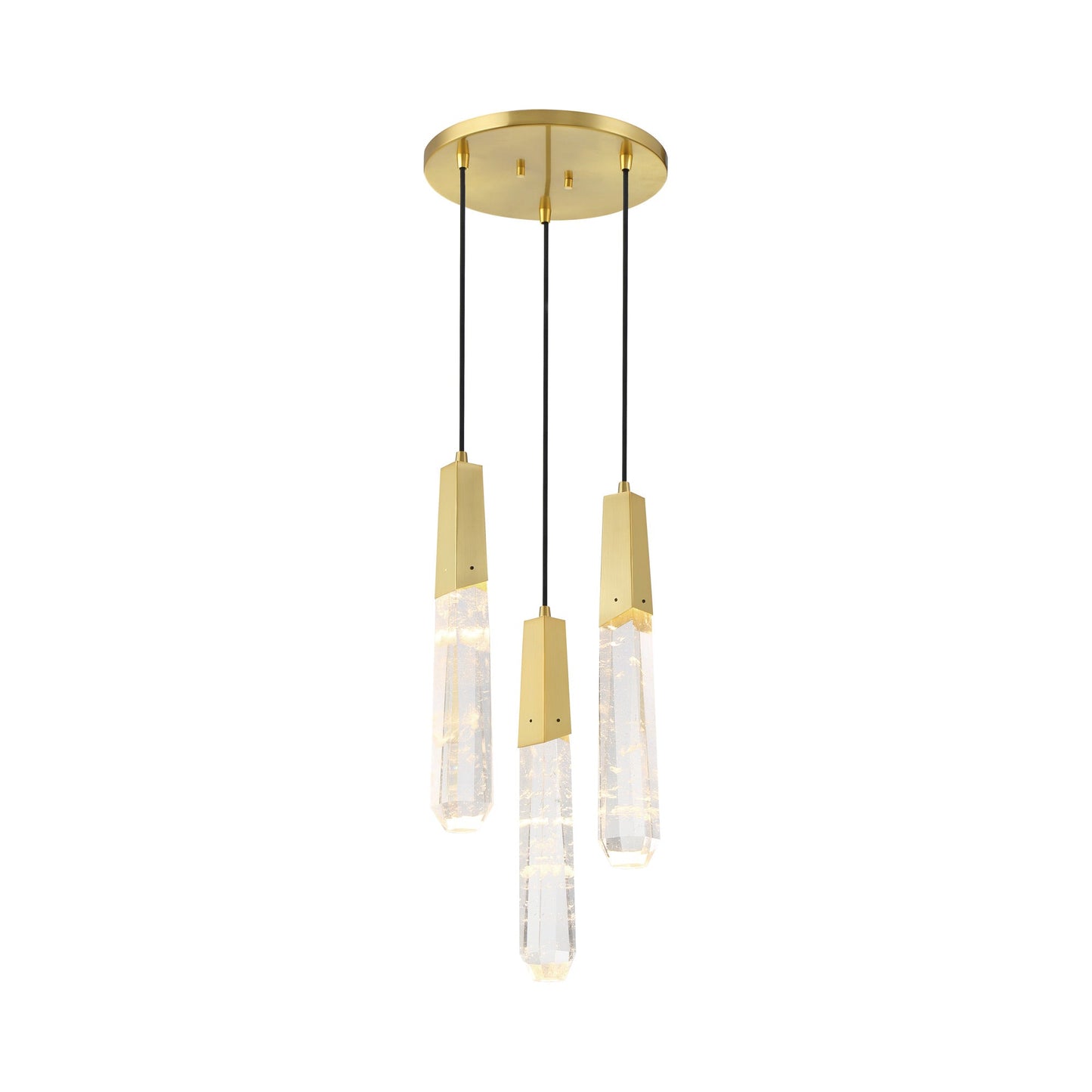 Drifting Droplets Multi Light LED Pendant Light in Brushed Brass (3-Light).