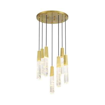 Drifting Droplets Multi Light LED Pendant Light in Brushed Brass (7-Light).