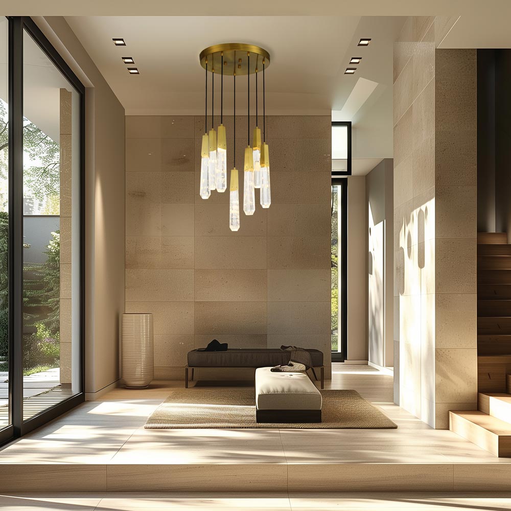 Drifting Droplets Multi Light LED Pendant Light in living room.