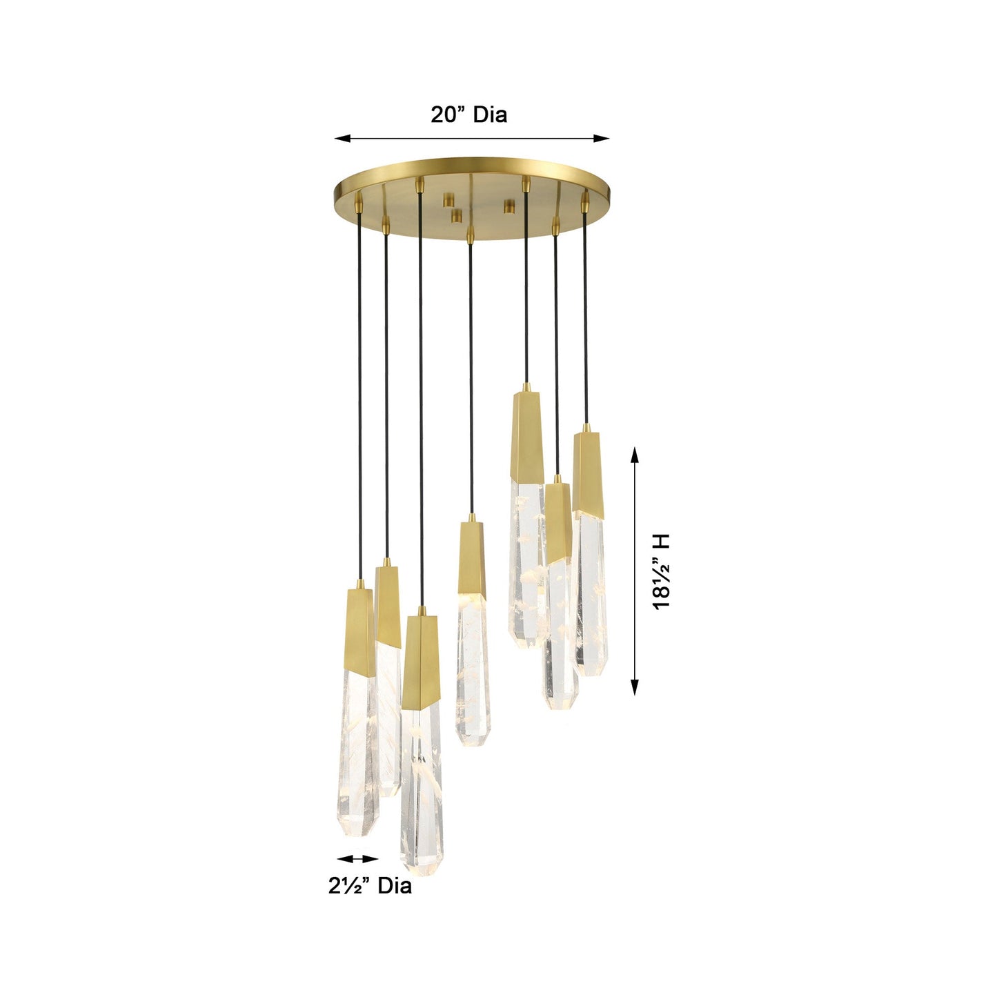 Drifting Droplets Multi Light LED Pendant Light - line drawing.