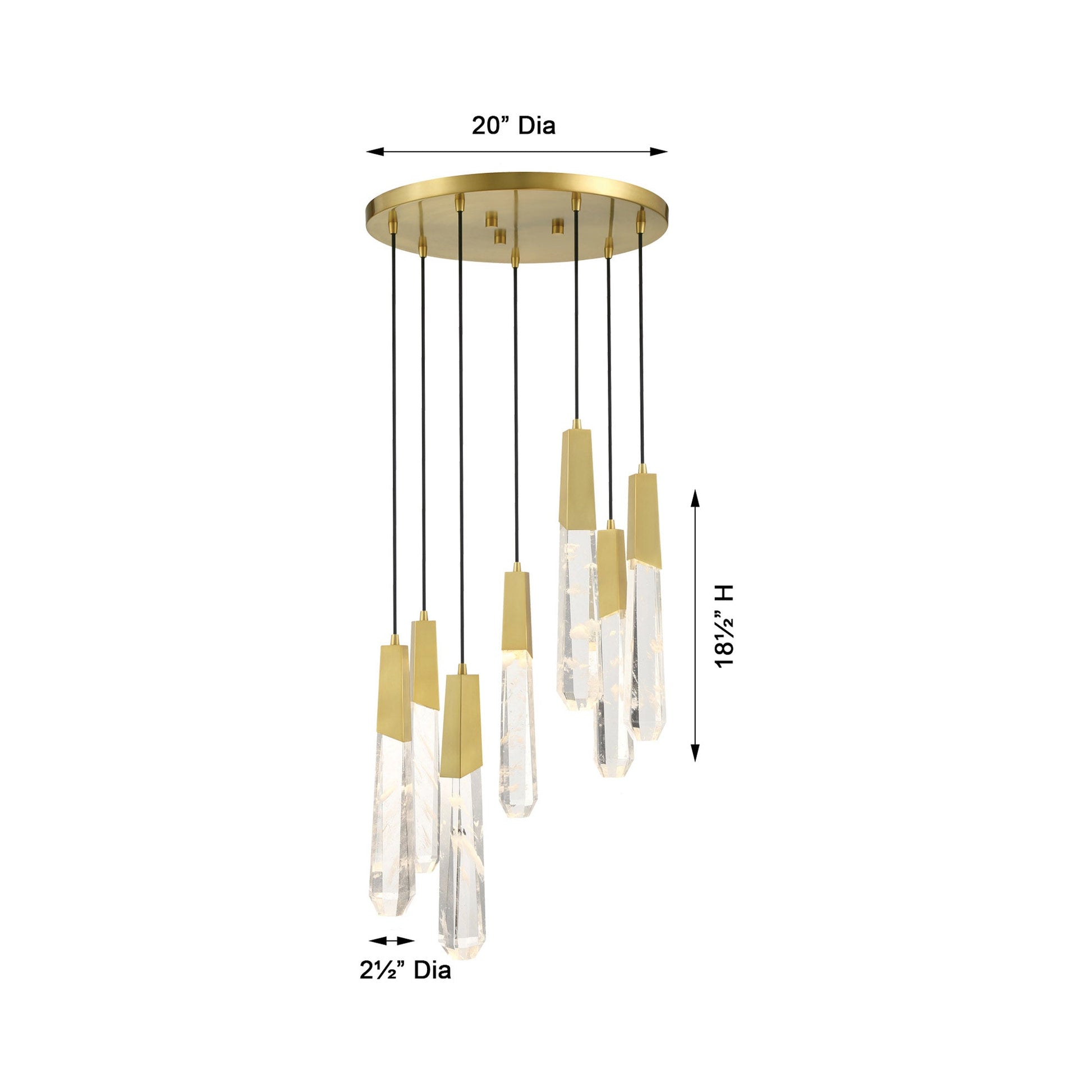 Drifting Droplets Multi Light LED Pendant Light - line drawing.