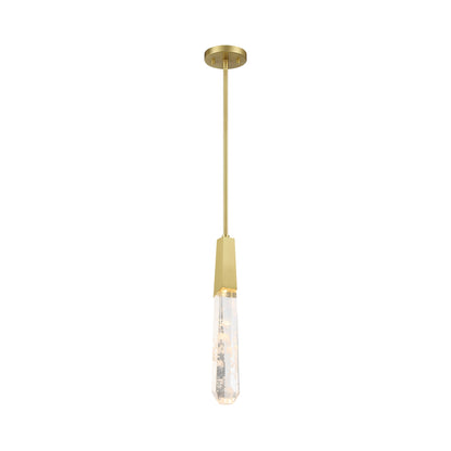 Drifting Droplets Single LED Pendant Light in Brushed Brass.