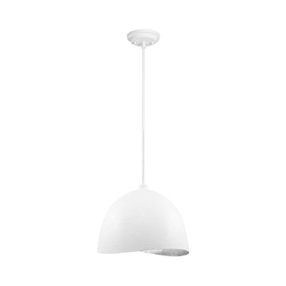 Eclos Pendant Light in Textured White/Sliver Leaf (15.75-Inch).