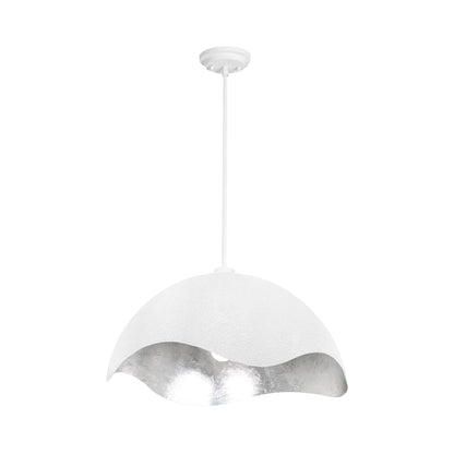 Eclos Pendant Light in Textured White/Sliver Leaf (23.88-Inch).