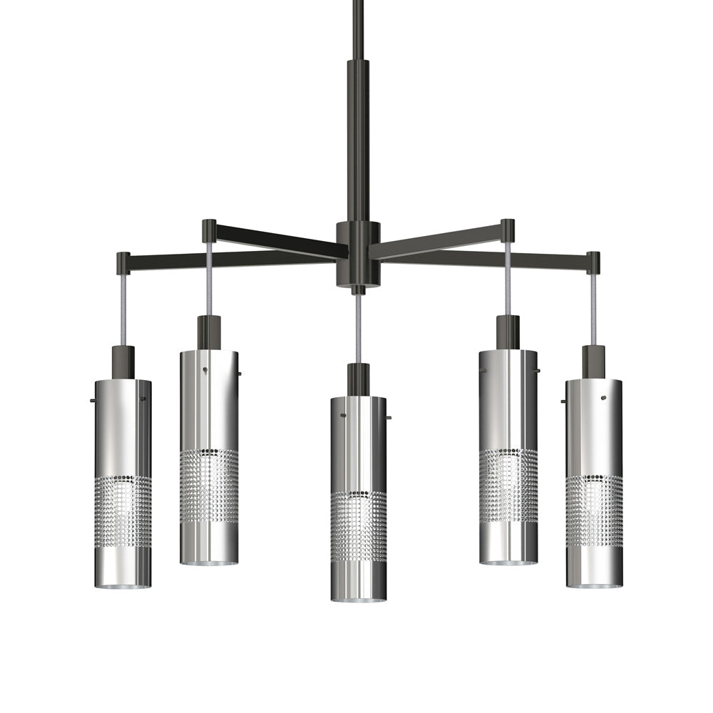 Coal and Brushed Nickel 5-Light Cylinder Chandelier