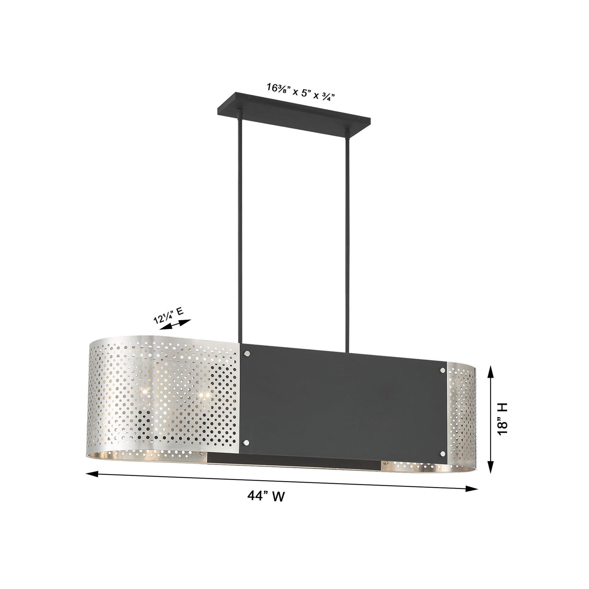 Noho Linear Pendant Light - line drawing.