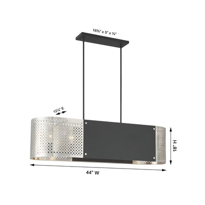 Noho Linear Pendant Light - line drawing.