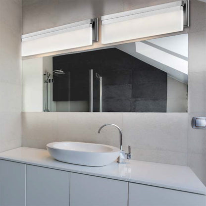 Skinny LED Bath Vanity Light in bathroom.