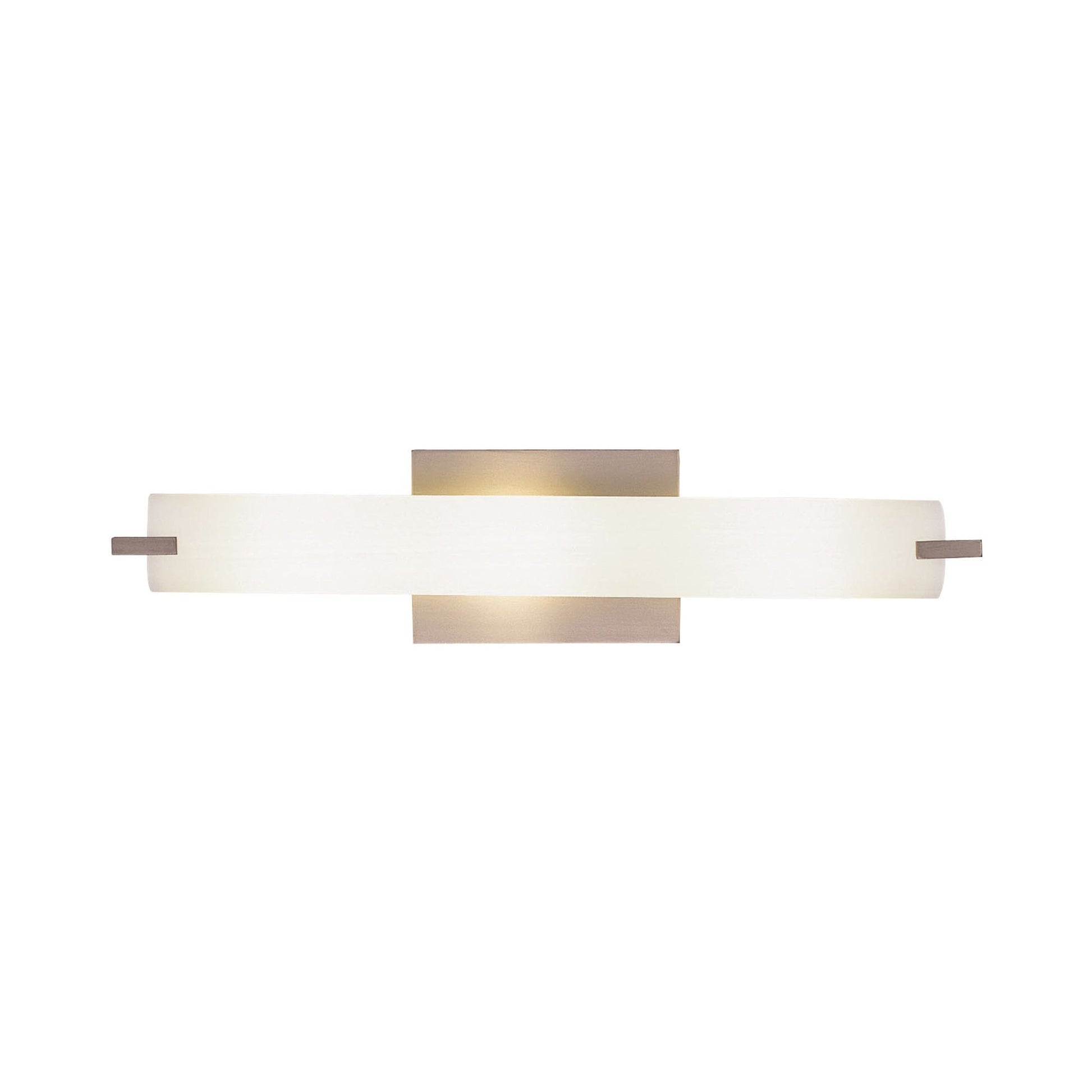 Tube Bath Vanity Light in Brushed Nickel.