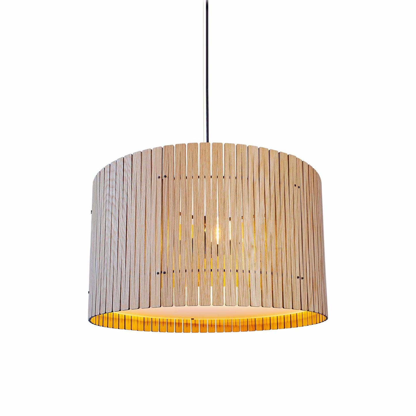 Kerflights Drum Pendant Light in White Oak (22-Inch).