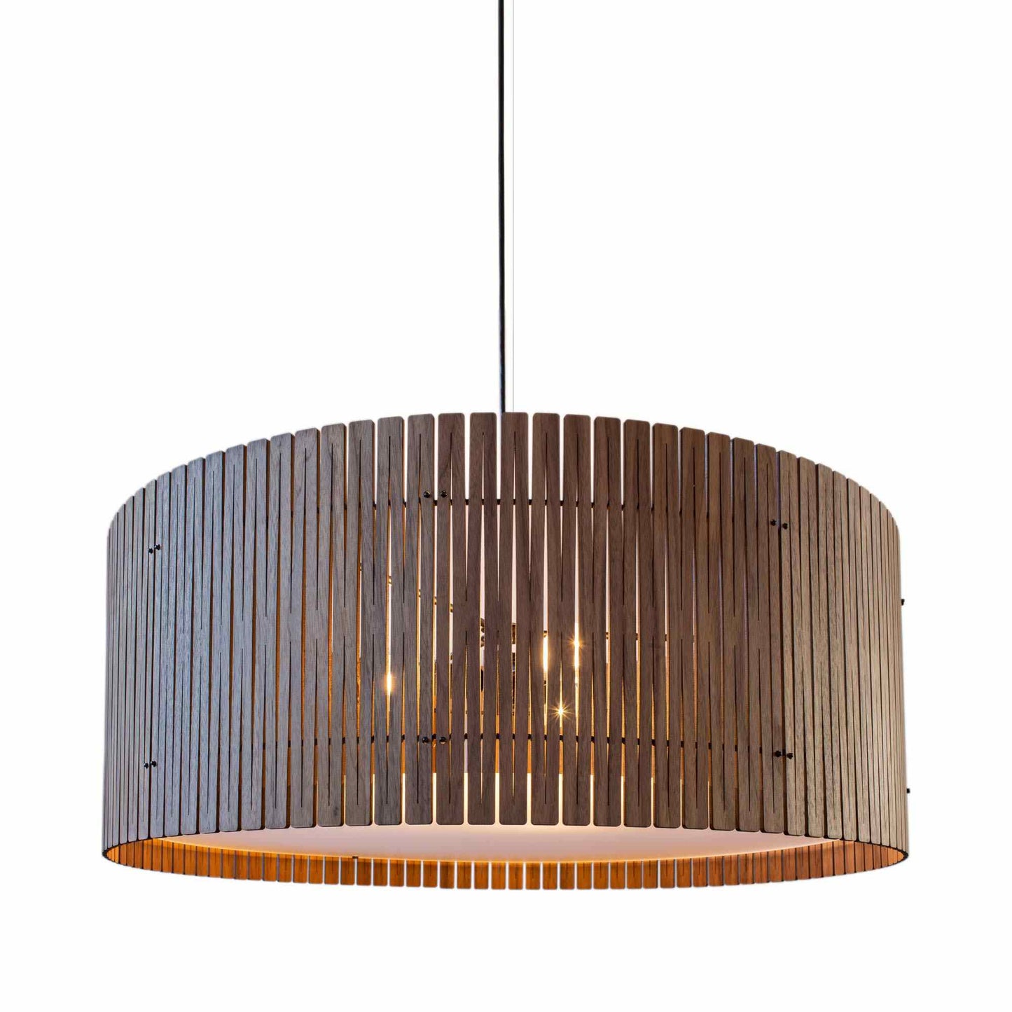 Kerflights Drum Pendant Light in Black Walnut (33-Inch).
