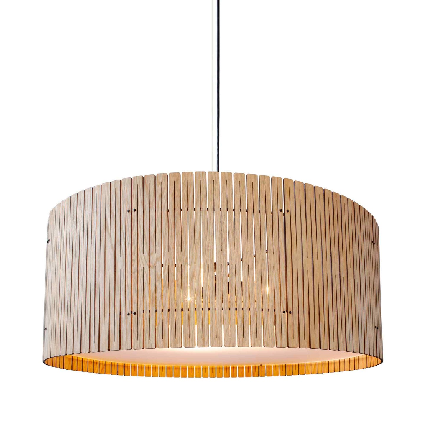 Kerflights Drum Pendant Light in White Oak (33-Inch).