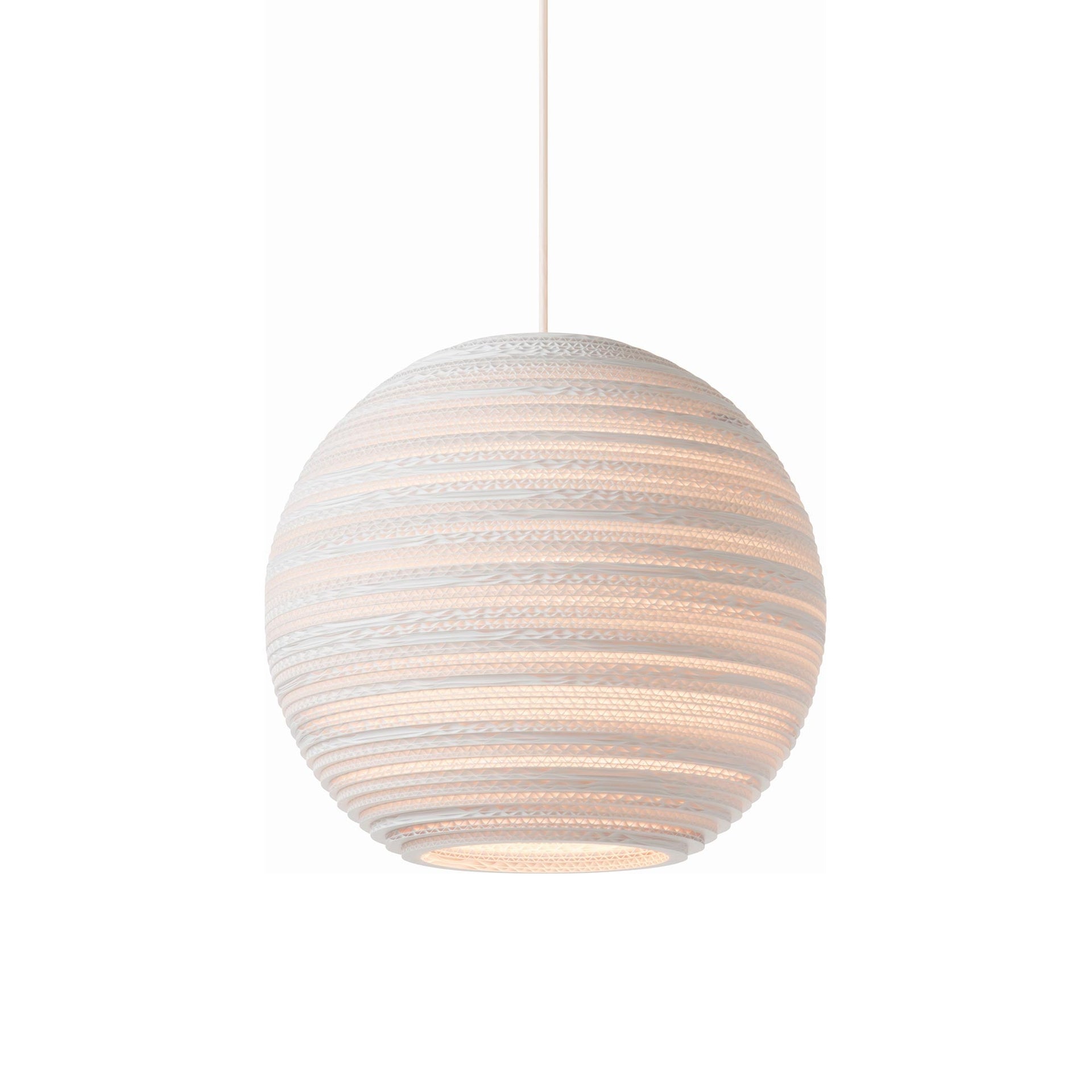 White Medium Spherical Recycled Cardboard Pendant Light
