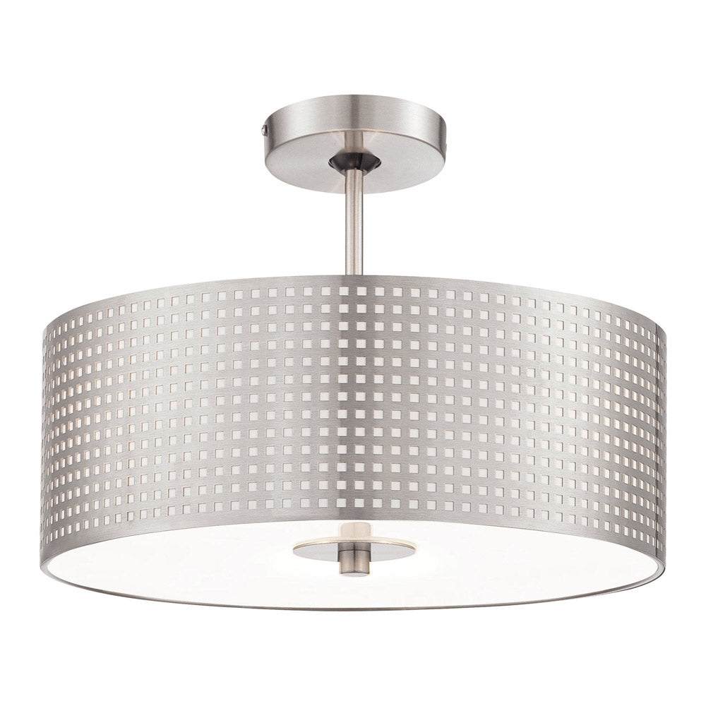 Grid Semi-Flush Mount Ceiling Light in Brushed Nickel.