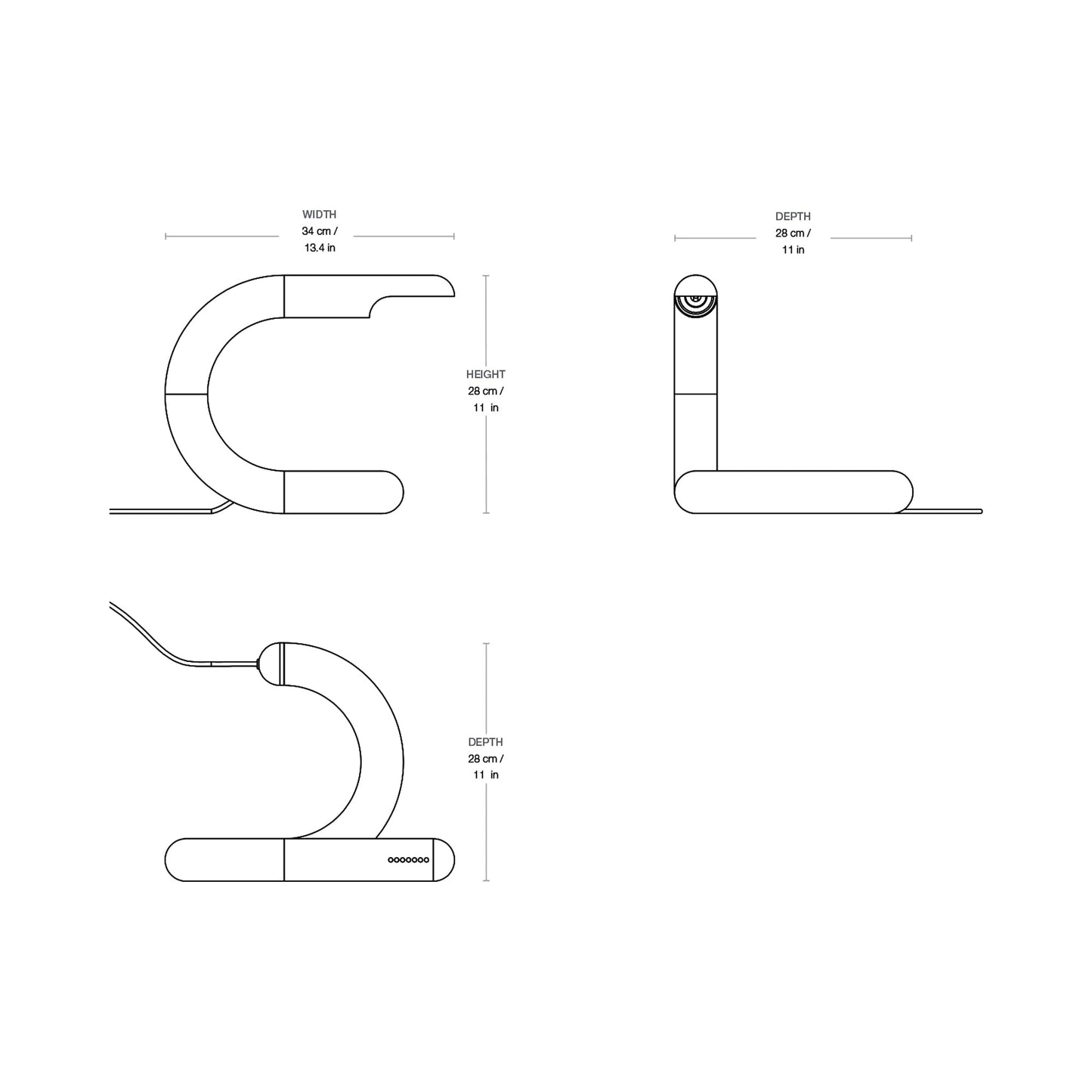 Aspide Table Lamp - line drawing.