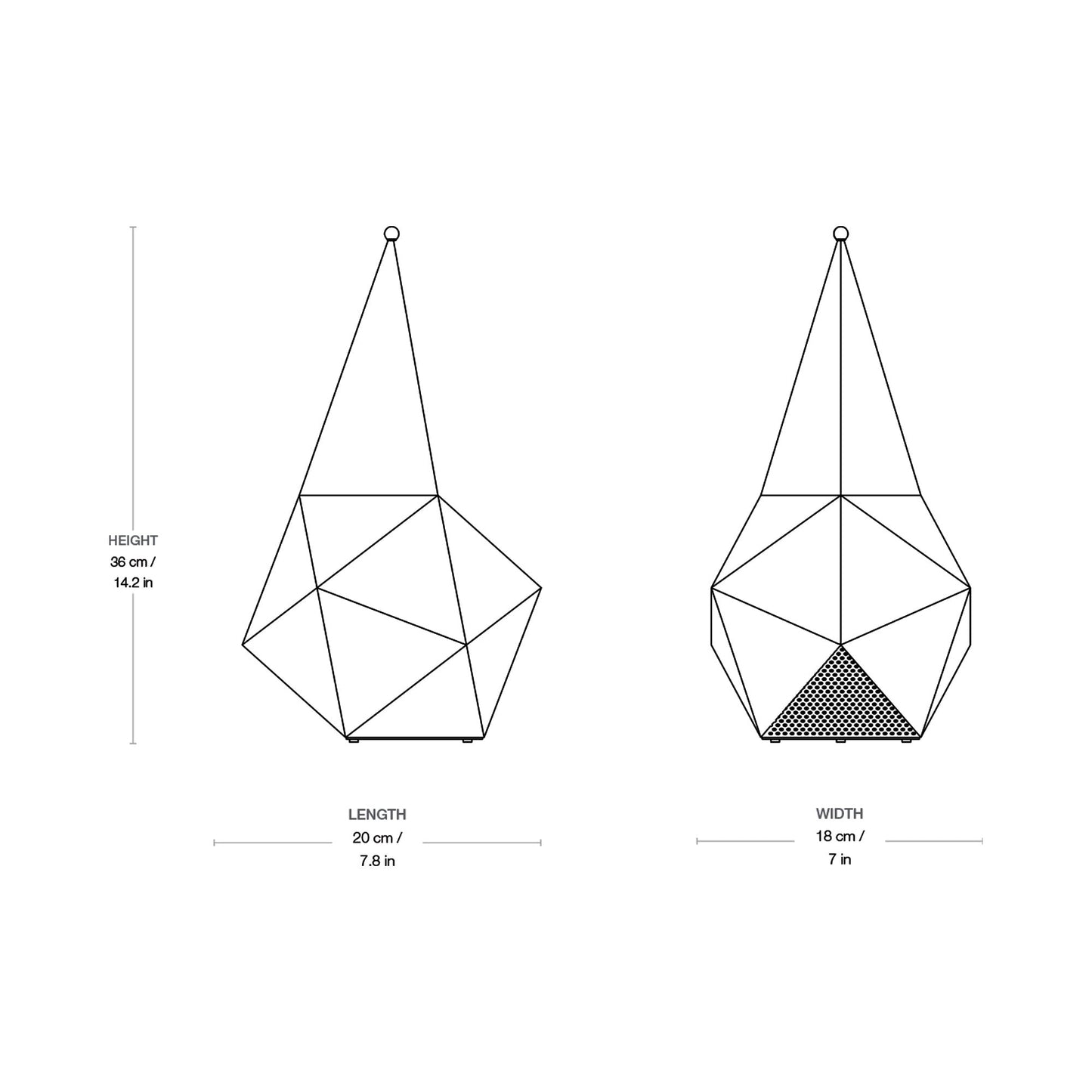 Bagdad LED Rechargeable Table Lamp - line drawing.
