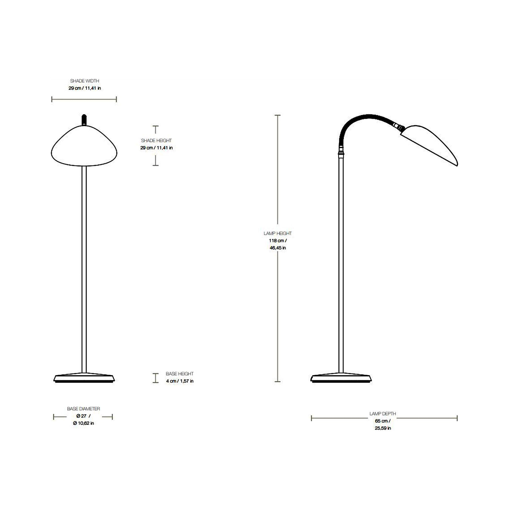 Cobra Floor Lamp - line drawing.