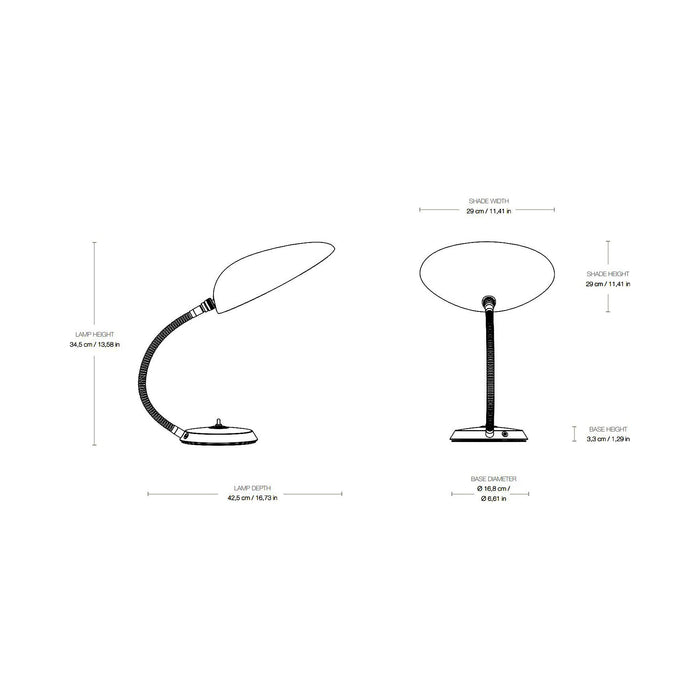 Cobra Table Lamp - line drawing.