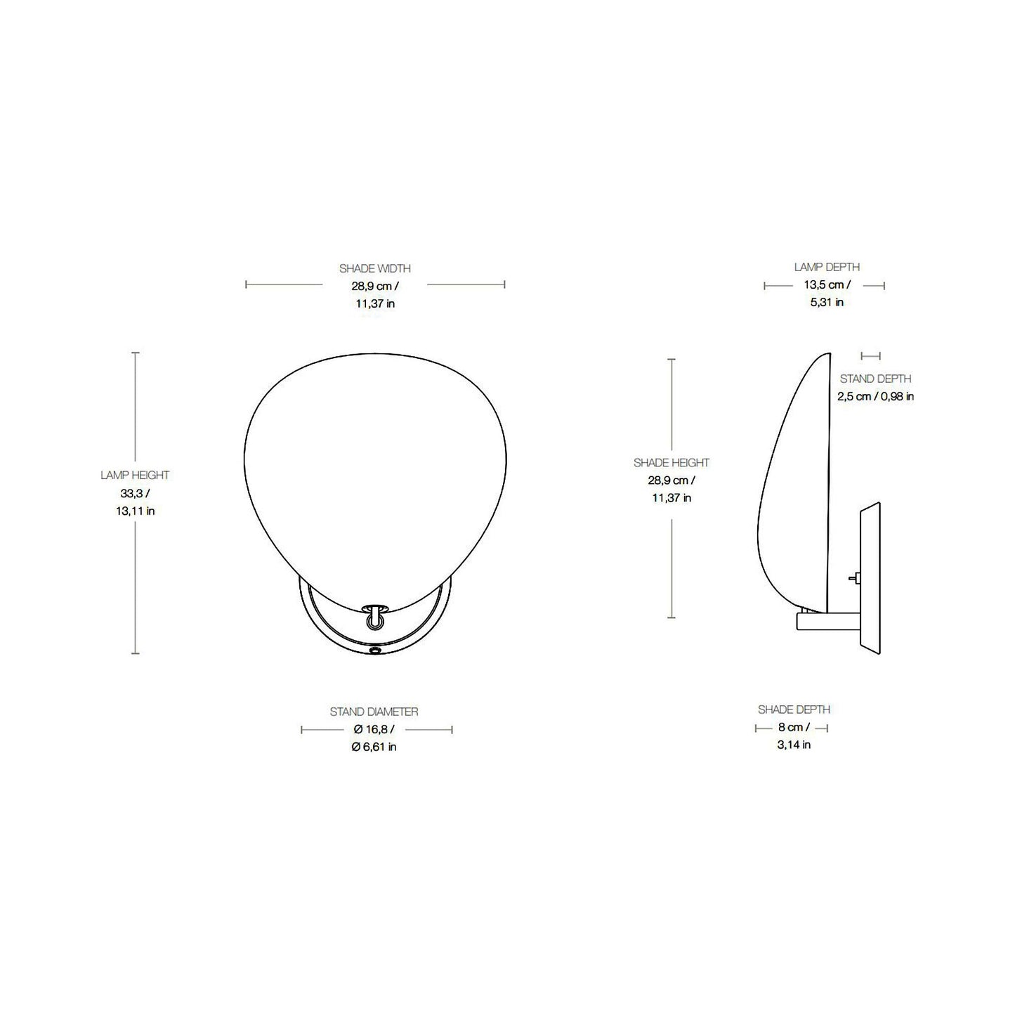 Cobra Wall Light - line drawing.