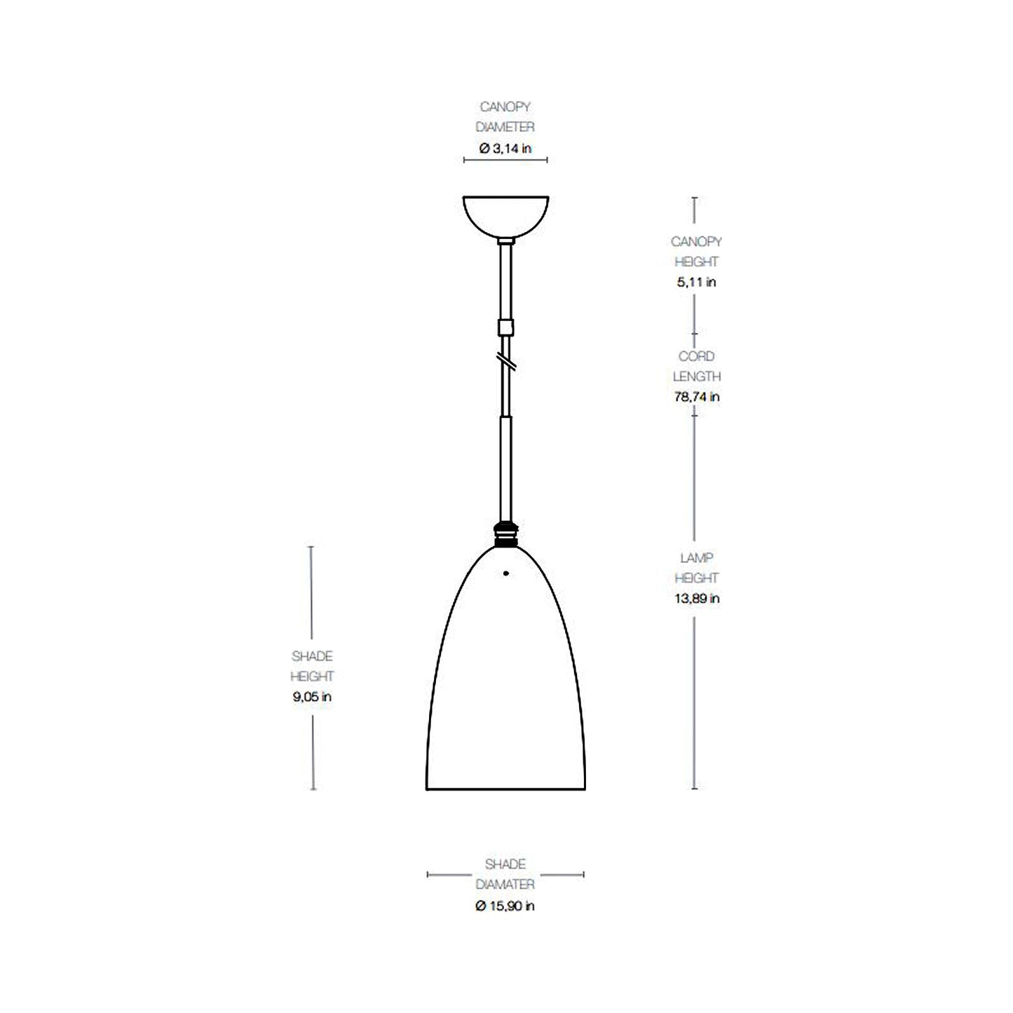 Gräshoppa Pendant Light - line drawing.