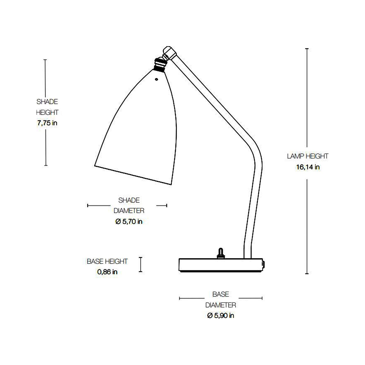 Gräshoppa Table Lamp - line drawing.