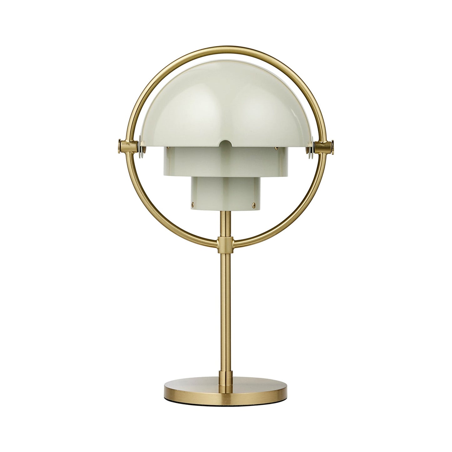 Multi-Lite LED Rechargeable Table Lamp in Brass/Pastel Gray.
