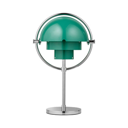 Multi-Lite LED Rechargeable Table Lamp in Chrome/Teal Green.