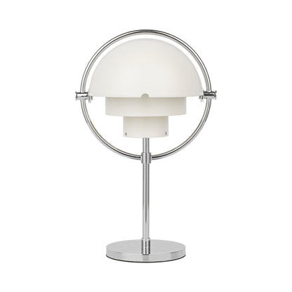 Multi-Lite LED Rechargeable Table Lamp in Chrome/White Semi Matt.