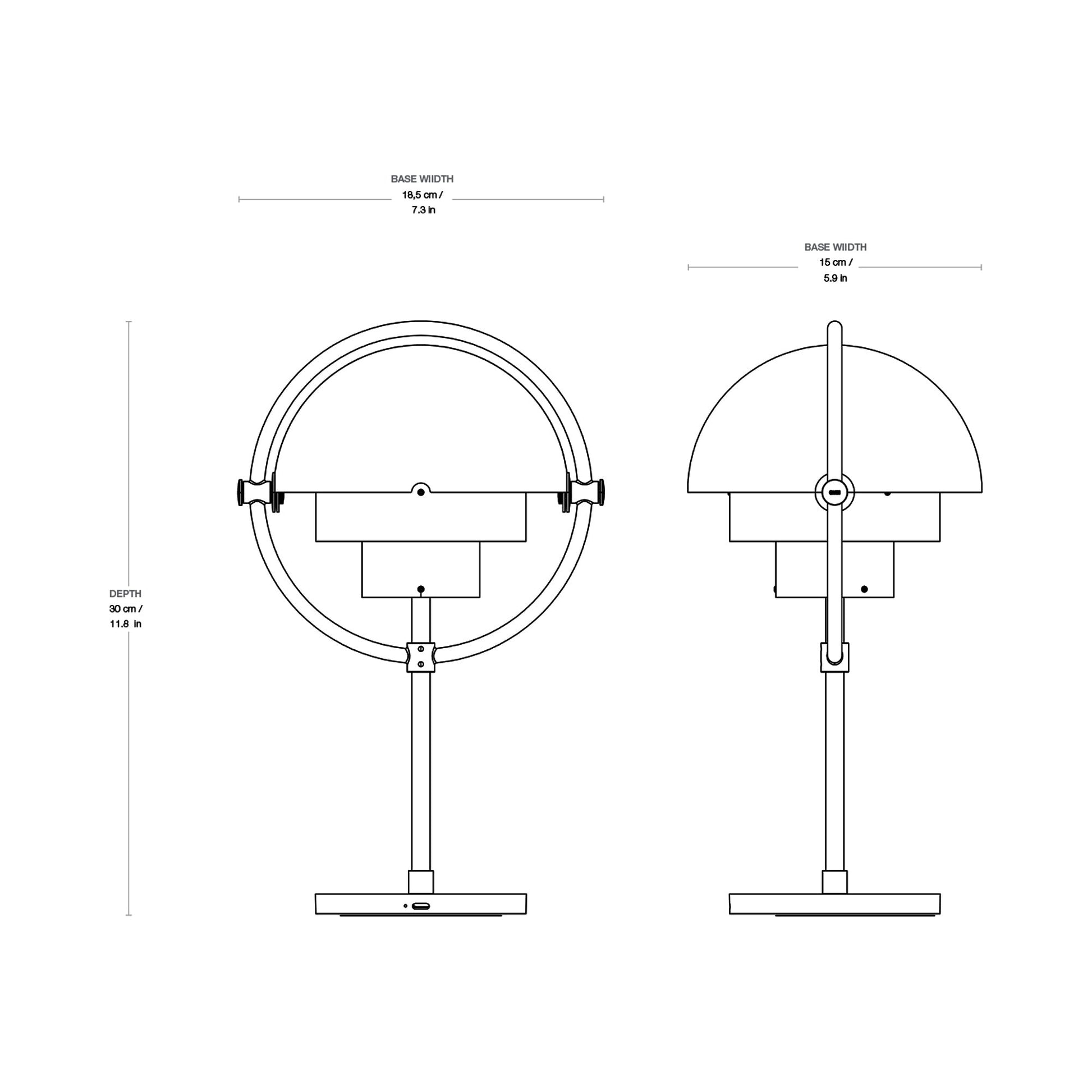 Multi-Lite LED Rechargeable Table Lamp - line drawing.