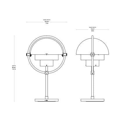 Multi-Lite LED Rechargeable Table Lamp - line drawing.