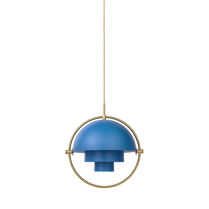 Multi-Lite Pendant Light in Brass/Nordic Blue Matt (Large).